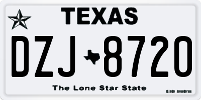 TX license plate DZJ8720
