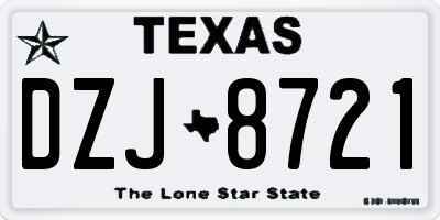 TX license plate DZJ8721