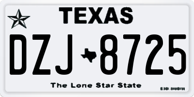 TX license plate DZJ8725