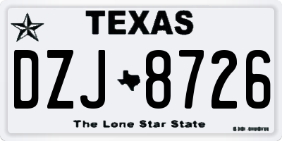 TX license plate DZJ8726