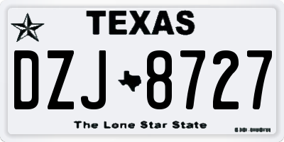 TX license plate DZJ8727