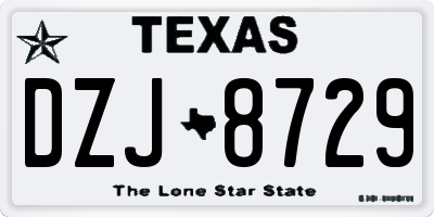 TX license plate DZJ8729