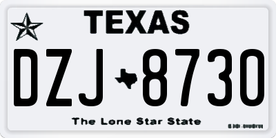 TX license plate DZJ8730