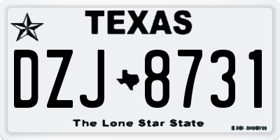 TX license plate DZJ8731