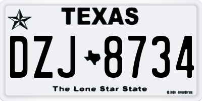 TX license plate DZJ8734
