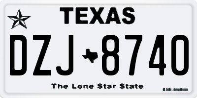 TX license plate DZJ8740
