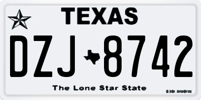 TX license plate DZJ8742