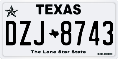 TX license plate DZJ8743