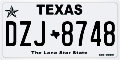 TX license plate DZJ8748
