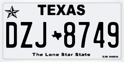 TX license plate DZJ8749