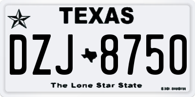 TX license plate DZJ8750