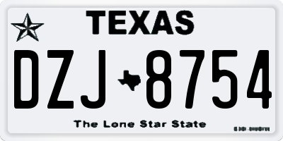 TX license plate DZJ8754