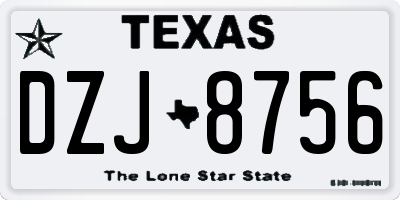 TX license plate DZJ8756