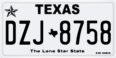 TX license plate DZJ8758