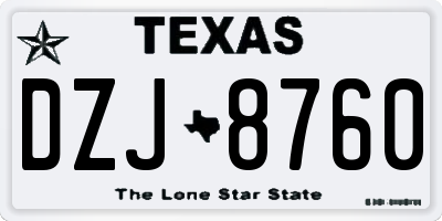 TX license plate DZJ8760