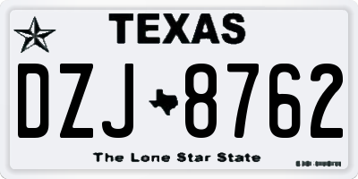 TX license plate DZJ8762