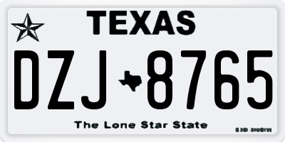 TX license plate DZJ8765