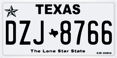 TX license plate DZJ8766