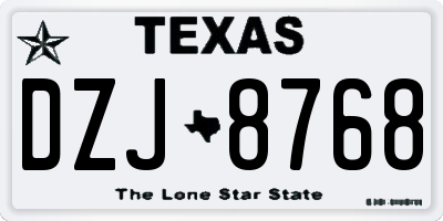 TX license plate DZJ8768