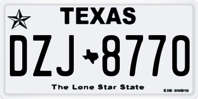TX license plate DZJ8770