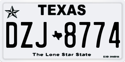 TX license plate DZJ8774