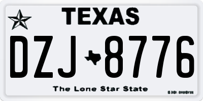 TX license plate DZJ8776