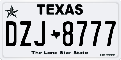 TX license plate DZJ8777