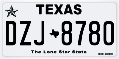 TX license plate DZJ8780