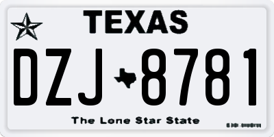 TX license plate DZJ8781