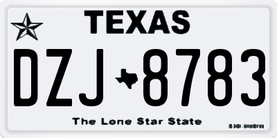 TX license plate DZJ8783