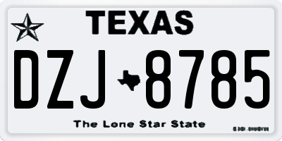 TX license plate DZJ8785