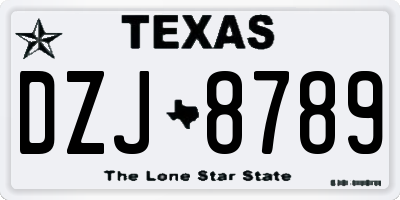 TX license plate DZJ8789