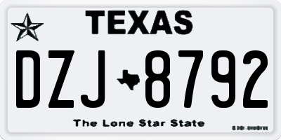 TX license plate DZJ8792