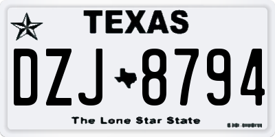 TX license plate DZJ8794