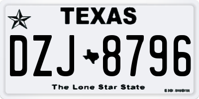 TX license plate DZJ8796