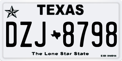 TX license plate DZJ8798