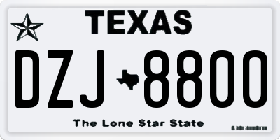 TX license plate DZJ8800