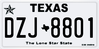 TX license plate DZJ8801