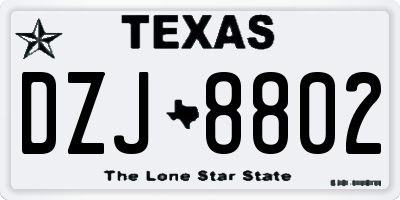 TX license plate DZJ8802