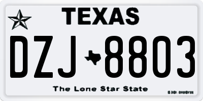 TX license plate DZJ8803