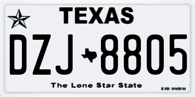 TX license plate DZJ8805
