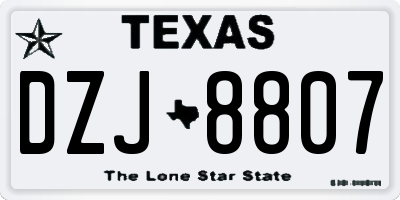 TX license plate DZJ8807