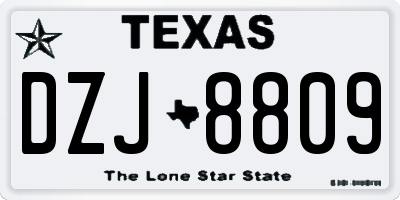 TX license plate DZJ8809