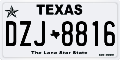 TX license plate DZJ8816