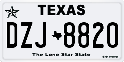 TX license plate DZJ8820