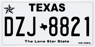 TX license plate DZJ8821