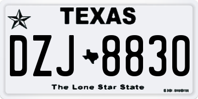 TX license plate DZJ8830
