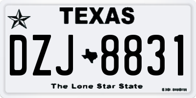 TX license plate DZJ8831