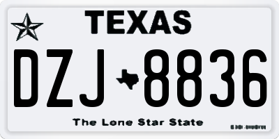 TX license plate DZJ8836