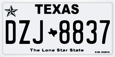 TX license plate DZJ8837